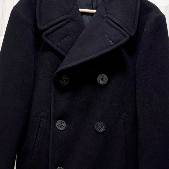 Vintage Wool Genuine US Navy Pea Coat Black 36 - Picture 4 of 5